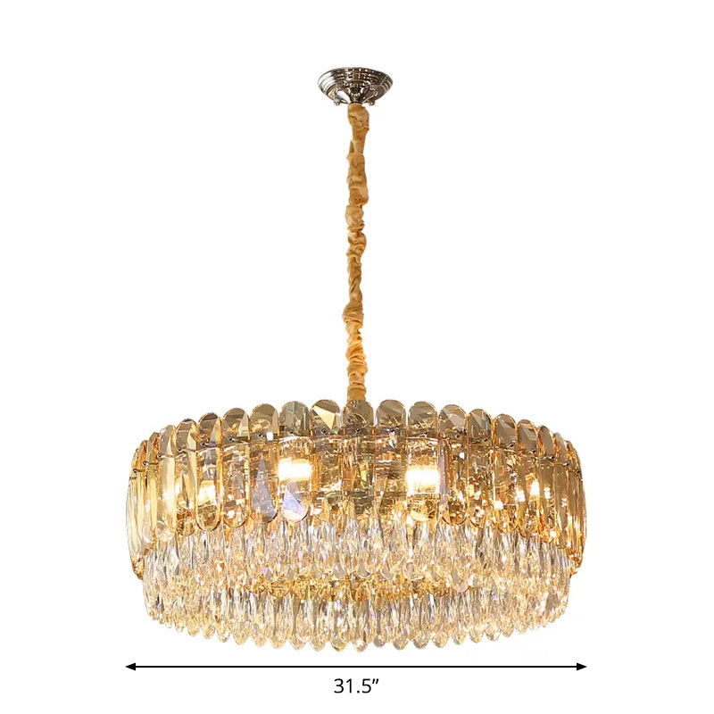 Silver 6/10 Heads Suspension Light Modern Crystal Round Chandelier Pendant Light for Bedroom Clearhalo 'Ceiling Lights' 'Chandeliers' 'Modern Chandeliers' 'Modern' Lighting' 2015802