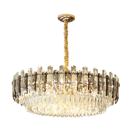 8/15/19 Bulbs Multi-Layer Pendant Lighting Modern Gold Finish Cut Crystal Chandelier Light Fixture Clearhalo 'Ceiling Lights' 'Chandeliers' 'Modern Chandeliers' 'Modern' Lighting' 2015806
