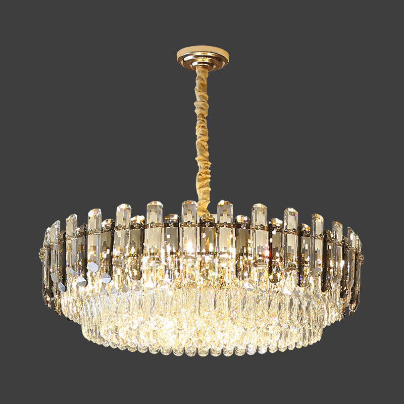 8/15/19 Bulbs Multi-Layer Pendant Lighting Modern Gold Finish Cut Crystal Chandelier Light Fixture Clearhalo 'Ceiling Lights' 'Chandeliers' 'Modern Chandeliers' 'Modern' Lighting' 2015807
