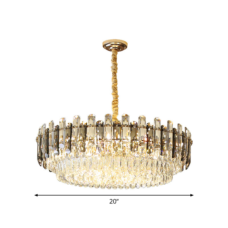 8/15/19 Bulbs Multi-Layer Pendant Lighting Modern Gold Finish Cut Crystal Chandelier Light Fixture Clearhalo 'Ceiling Lights' 'Chandeliers' 'Modern Chandeliers' 'Modern' Lighting' 2015808