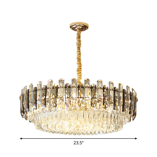 8/15/19 Bulbs Multi-Layer Pendant Lighting Modern Gold Finish Cut Crystal Chandelier Light Fixture Clearhalo 'Ceiling Lights' 'Chandeliers' 'Modern Chandeliers' 'Modern' Lighting' 2015809