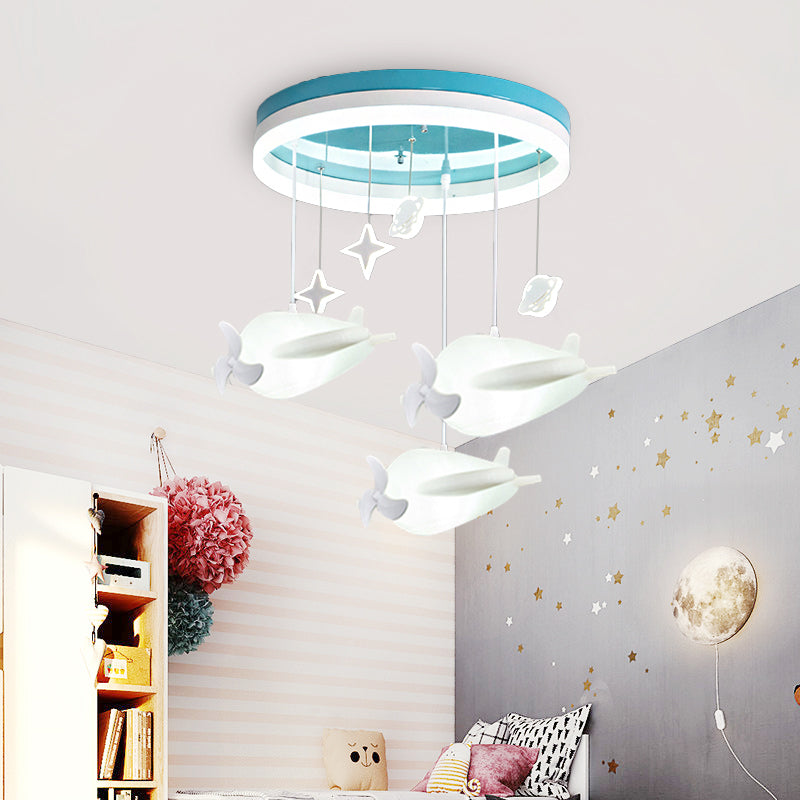 Starry LED Ceiling Mount Light Cartoon Acrylic Flush Light with Round in Green for Baby Bedroom Clearhalo 'Ceiling Lights' 'Pendant Lights' 'Pendants' Lighting' 201581