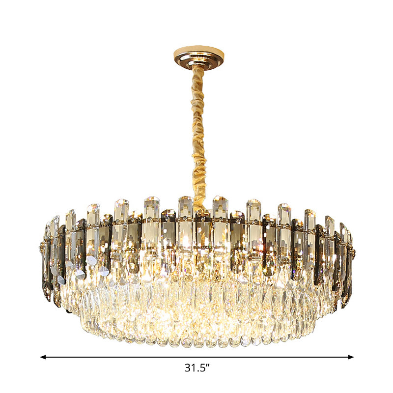 8/15/19 Bulbs Multi-Layer Pendant Lighting Modern Gold Finish Cut Crystal Chandelier Light Fixture Clearhalo 'Ceiling Lights' 'Chandeliers' 'Modern Chandeliers' 'Modern' Lighting' 2015810