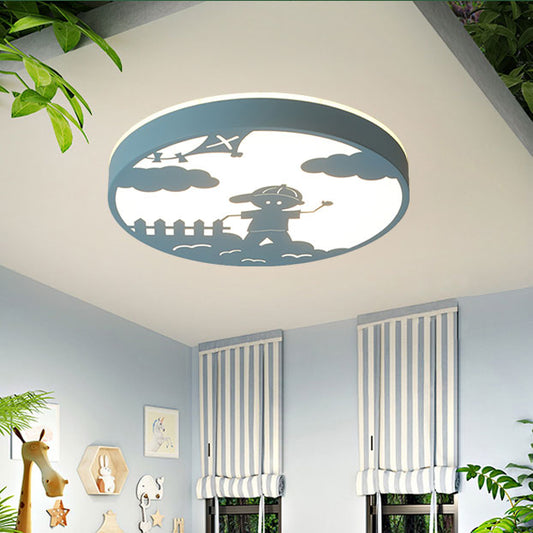 Metal Circular Ceiling Fixture with Boy Deco Bathroom Nordic Style LED Flush Mount Light Blue Clearhalo 'Ceiling Lights' 'Close To Ceiling Lights' 'Close to ceiling' 'Flush mount' Lighting' 201590