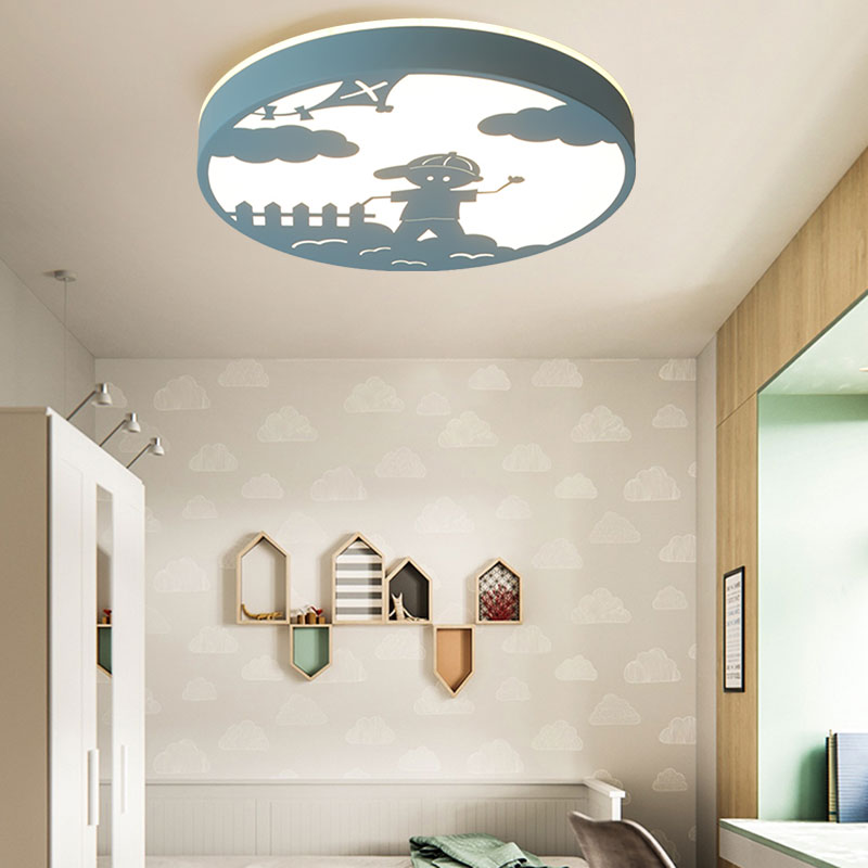 Metal Circular Ceiling Fixture with Boy Deco Bathroom Nordic Style LED Flush Mount Light Clearhalo 'Ceiling Lights' 'Close To Ceiling Lights' 'Close to ceiling' 'Flush mount' Lighting' 201591