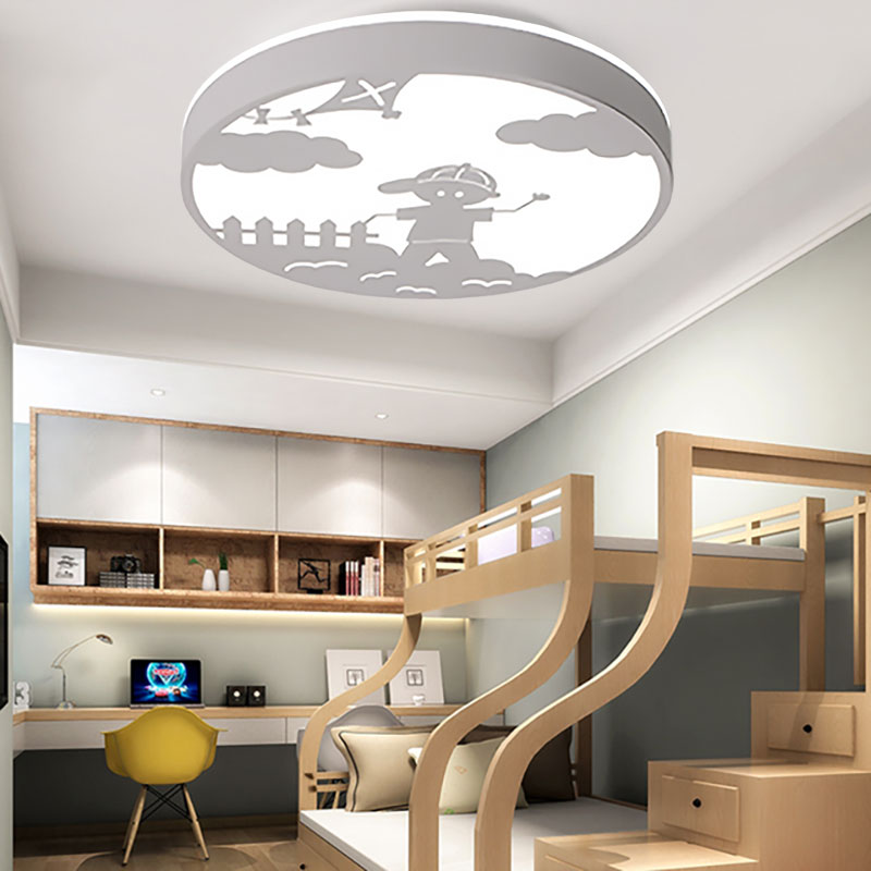 Metal Circular Ceiling Fixture with Boy Deco Bathroom Nordic Style LED Flush Mount Light White Clearhalo 'Ceiling Lights' 'Close To Ceiling Lights' 'Close to ceiling' 'Flush mount' Lighting' 201594