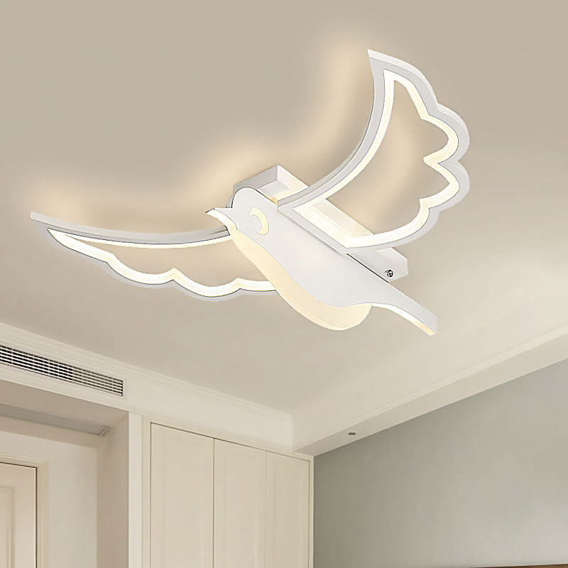 Modern Eagle LED Flush Ceiling Light Acrylic Wood Ceiling Lamp in White for Kindergarten White Clearhalo 'Ceiling Lights' 'Close To Ceiling Lights' 'Close to ceiling' 'Flush mount' Lighting' 201600