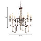 Scrolled Arm Living Room Hanging Light Kit Country Distressed Wood Pendant Chandelier Clearhalo 'Ceiling Lights' 'Chandeliers' Lighting' options 2016031