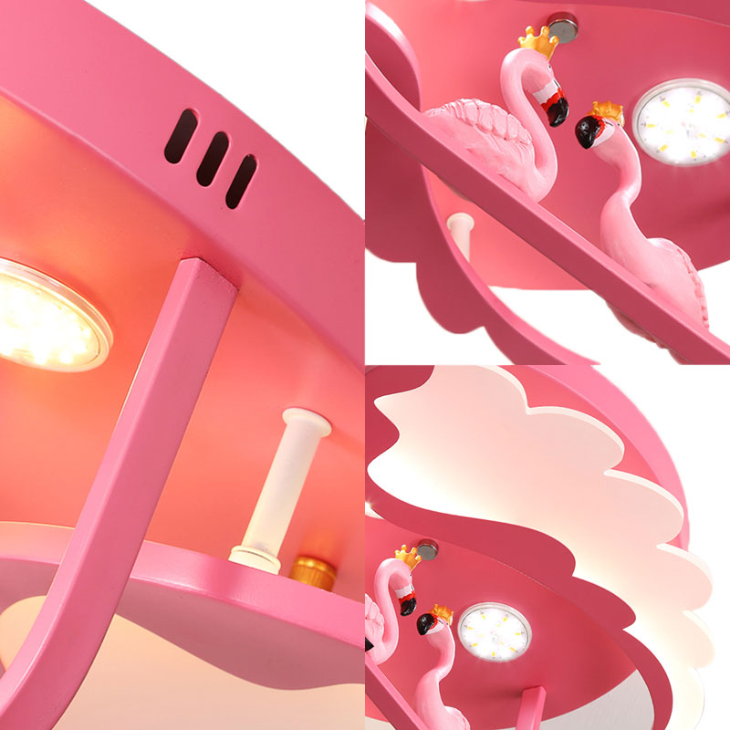 Nordic Wind Wing Ceiling Mount Light with Bird Metal Pink LED Ceiling Lamp for Girls Bedroom Clearhalo 'Ceiling Lights' 'Close To Ceiling Lights' 'Close to ceiling' 'Flush mount' Lighting' 201612