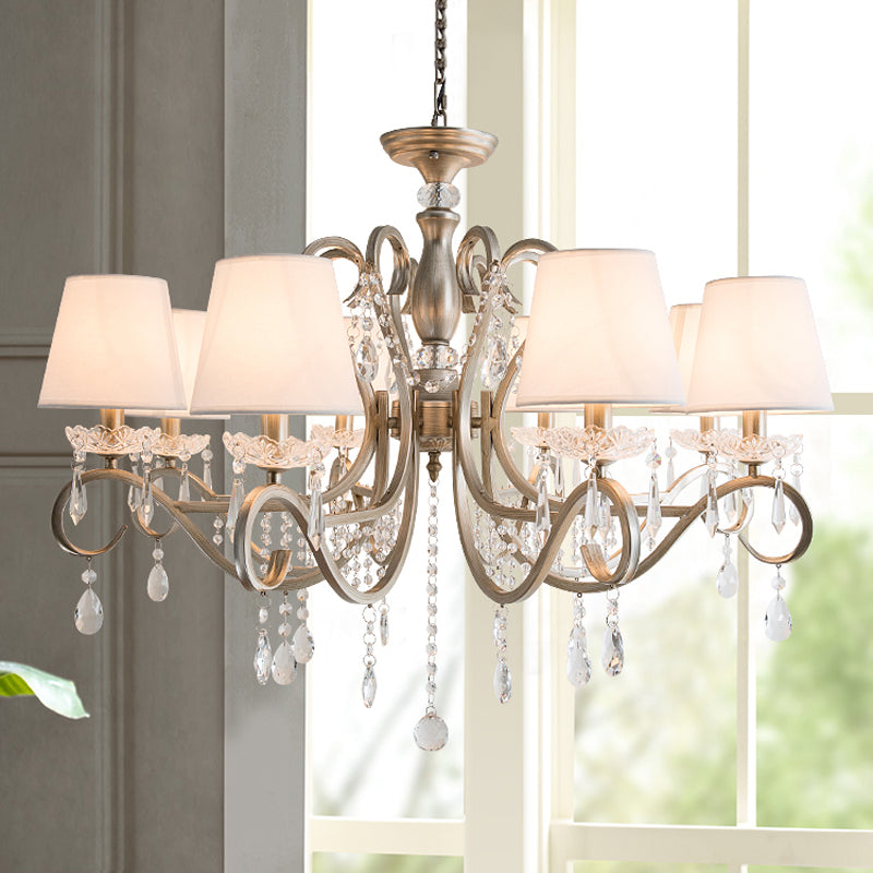 Scrolled Arm Metal Chandelier Lighting Traditional Living Room Pendant Light Kit with Crystal Accent Clearhalo 'Ceiling Lights' 'Chandeliers' Lighting' options 2016124