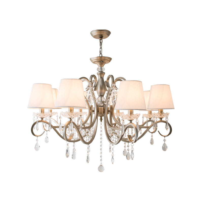 Scrolled Arm Metal Chandelier Lighting Traditional Living Room Pendant Light Kit with Crystal Accent Clearhalo 'Ceiling Lights' 'Chandeliers' Lighting' options 2016127