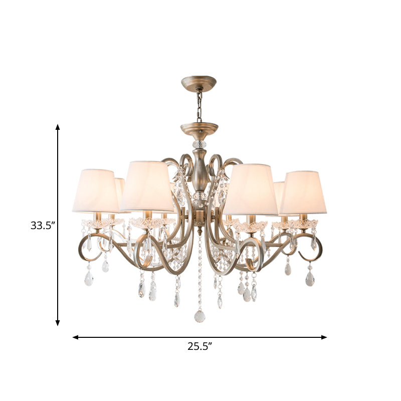 Scrolled Arm Metal Chandelier Lighting Traditional Living Room Pendant Light Kit with Crystal Accent Clearhalo 'Ceiling Lights' 'Chandeliers' Lighting' options 2016128