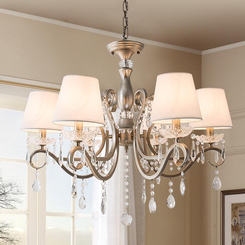 Scrolled Arm Metal Chandelier Lighting Traditional Living Room Pendant Light Kit with Crystal Accent Clearhalo 'Ceiling Lights' 'Chandeliers' Lighting' options 2016138