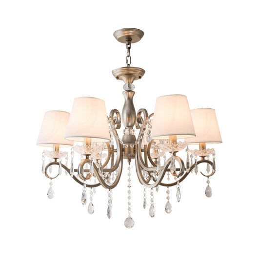 Scrolled Arm Metal Chandelier Lighting Traditional Living Room Pendant Light Kit with Crystal Accent Clearhalo 'Ceiling Lights' 'Chandeliers' Lighting' options 2016140