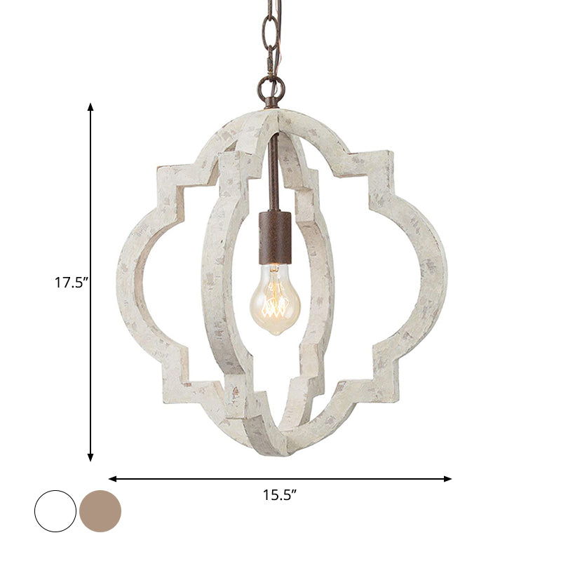 Wood Drop Pendant Curved Frame 1-Light Traditional Hanging Light Fixture for Living Room Clearhalo 'Ceiling Lights' 'Pendant Lights' 'Pendants' Lighting' 2016174