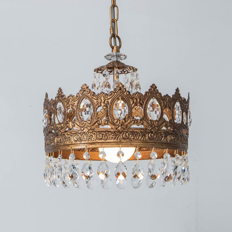1 Head Metallic Hanging Lamp Kit Traditional Geometrical Dining Room Suspension Pendant Light Brass Clearhalo 'Ceiling Lights' 'Pendant Lights' 'Pendants' Lighting' 2016178_1499b396-12d8-4912-8aae-439c2734ca56