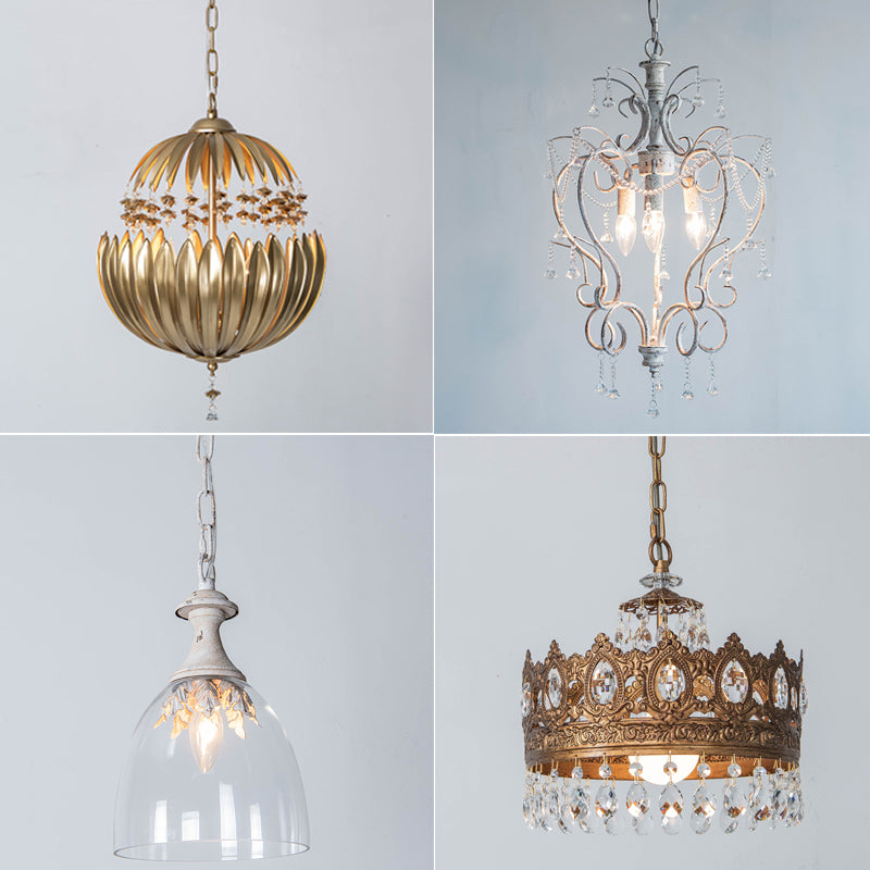 1 Head Metallic Hanging Lamp Kit Traditional Geometrical Dining Room Suspension Pendant Light Clearhalo 'Ceiling Lights' 'Pendant Lights' 'Pendants' Lighting' 2016179