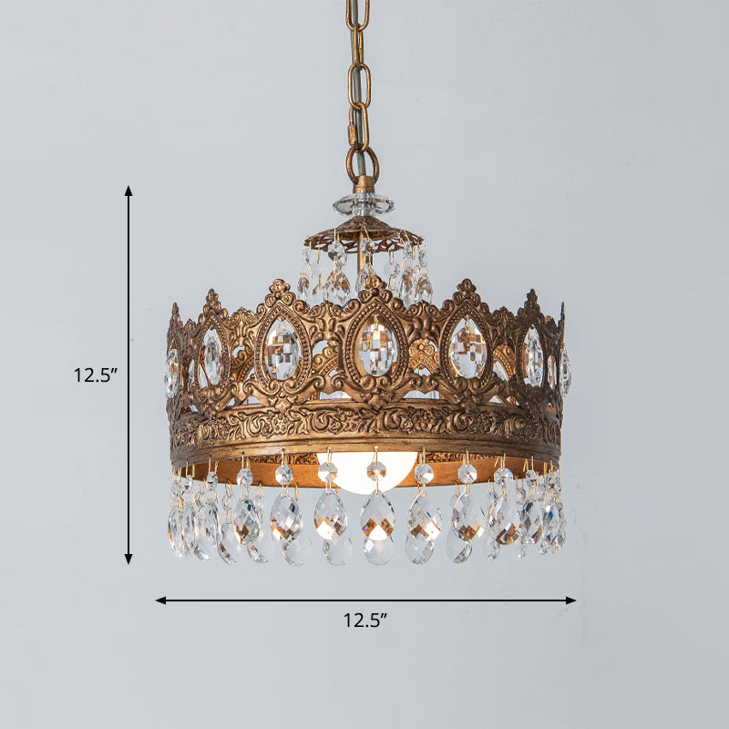 1 Head Metallic Hanging Lamp Kit Traditional Geometrical Dining Room Suspension Pendant Light Clearhalo 'Ceiling Lights' 'Pendant Lights' 'Pendants' Lighting' 2016180