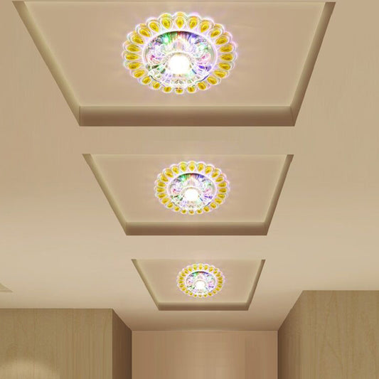 Crystal Petal Flush Ceiling Light Modern LED Flush Mount Fixture in White with Teardrop Trim White Clearhalo 'Ceiling Lights' 'Close To Ceiling Lights' 'Close to ceiling' 'Flush mount' Lighting' 2016292