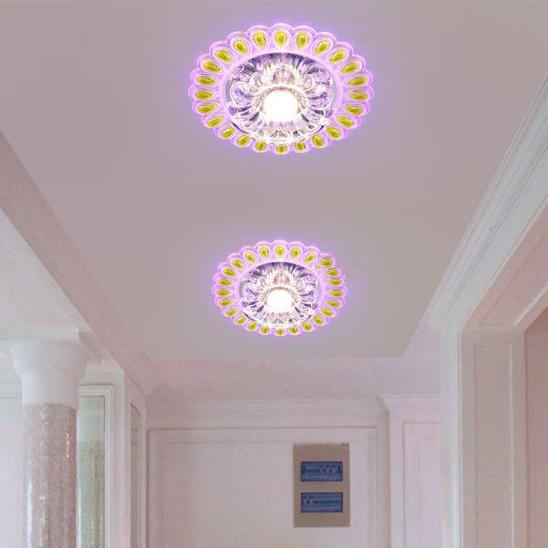 Crystal Petal Flush Ceiling Light Modern LED Flush Mount Fixture in White with Teardrop Trim Clearhalo 'Ceiling Lights' 'Close To Ceiling Lights' 'Close to ceiling' 'Flush mount' Lighting' 2016294