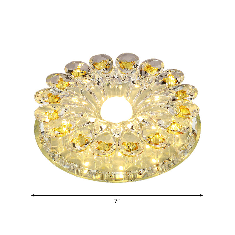 Lotus Corridor Flush Mount Lamp Clear Crystal LED Simplicity Close to Ceiling Light in Chrome Clearhalo 'Ceiling Lights' 'Close To Ceiling Lights' 'Close to ceiling' 'Flush mount' Lighting' 2016301