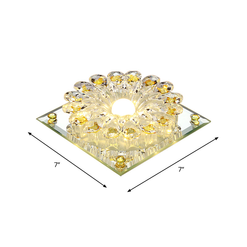 Lotus Corridor Flush Mount Lamp Clear Crystal LED Simplicity Close to Ceiling Light in Chrome Clearhalo 'Ceiling Lights' 'Close To Ceiling Lights' 'Close to ceiling' 'Flush mount' Lighting' 2016305