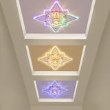 LED Foyer Ceiling Flush Contemporary Flush Light Fixture with Flower Clear Faceted Crystal Shade Clearhalo 'Ceiling Lights' 'Close To Ceiling Lights' 'Close to ceiling' 'Flush mount' Lighting' 2016307