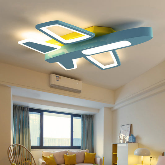 Airplane LED Ceiling Mount Light Cartoon Acrylic Ceiling Lamp for Boys Bedroom Blue Clearhalo 'Ceiling Lights' 'Close To Ceiling Lights' 'Close to ceiling' 'Flush mount' Lighting' 201630