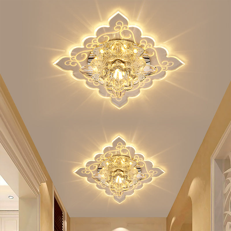 Blossoming Ceiling Mounted Lamp Simple Clear Crystal LED Flush Light for Corridor Clear Clearhalo 'Ceiling Lights' 'Close To Ceiling Lights' 'Close to ceiling' 'Flush mount' Lighting' 2016321