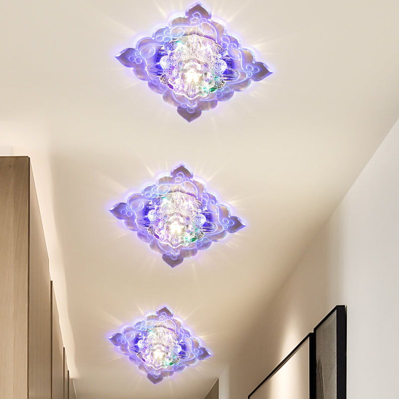 Blossoming Ceiling Mounted Lamp Simple Clear Crystal LED Flush Light for Corridor Clearhalo 'Ceiling Lights' 'Close To Ceiling Lights' 'Close to ceiling' 'Flush mount' Lighting' 2016323