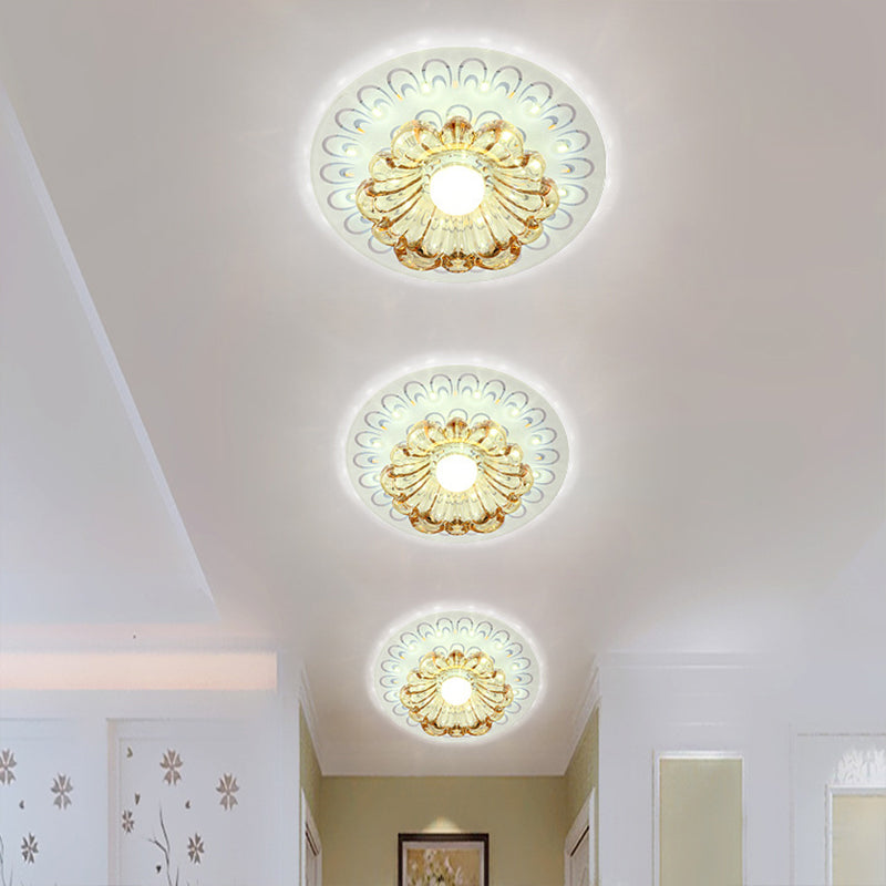 Nordic Peacock Tail LED Ceiling Light Blossom Flush Mount with Clear Crystal Shade Clear Clearhalo 'Ceiling Lights' 'Close To Ceiling Lights' 'Close to ceiling' 'Flush mount' Lighting' 2016326