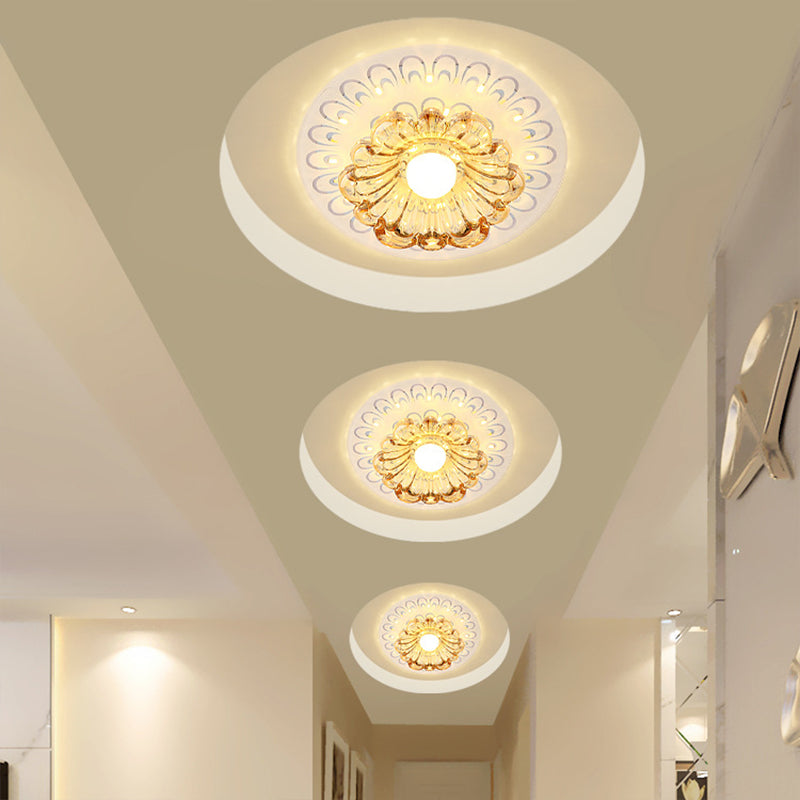 Nordic Peacock Tail LED Ceiling Light Blossom Flush Mount with Clear Crystal Shade Clearhalo 'Ceiling Lights' 'Close To Ceiling Lights' 'Close to ceiling' 'Flush mount' Lighting' 2016327