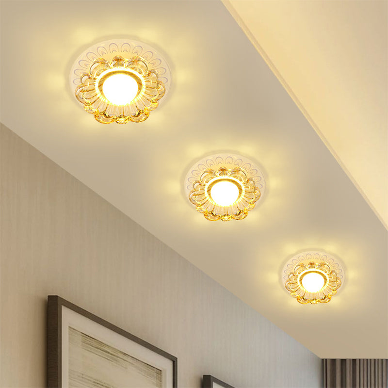 Nordic Peacock Tail LED Ceiling Light Blossom Flush Mount with Clear Crystal Shade Clearhalo 'Ceiling Lights' 'Close To Ceiling Lights' 'Close to ceiling' 'Flush mount' Lighting' 2016328