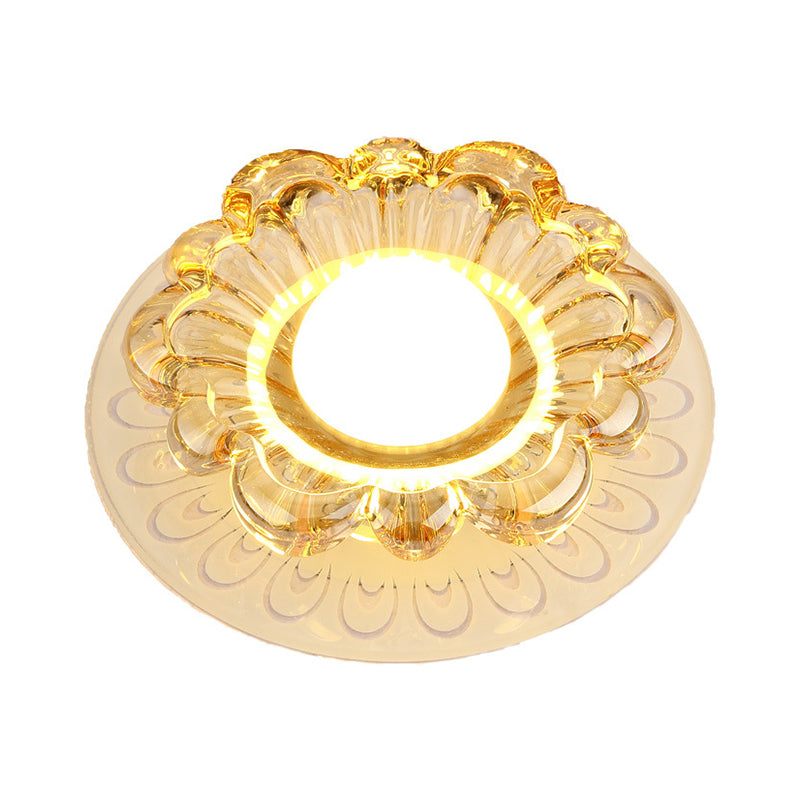 Nordic Peacock Tail LED Ceiling Light Blossom Flush Mount with Clear Crystal Shade Clearhalo 'Ceiling Lights' 'Close To Ceiling Lights' 'Close to ceiling' 'Flush mount' Lighting' 2016329