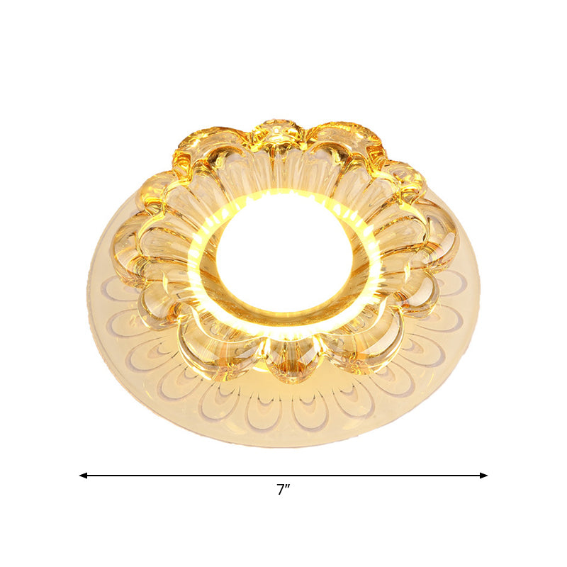 Nordic Peacock Tail LED Ceiling Light Blossom Flush Mount with Clear Crystal Shade Clearhalo 'Ceiling Lights' 'Close To Ceiling Lights' 'Close to ceiling' 'Flush mount' Lighting' 2016330