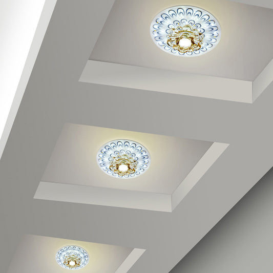 Bloom Ceiling Light Fixture Simple Clear Crystal LED Foyer Flushmount Lighting with Peacock Tail Feather Pattern Clear White Clearhalo 'Ceiling Lights' 'Close To Ceiling Lights' 'Close to ceiling' 'Flush mount' Lighting' 2016331