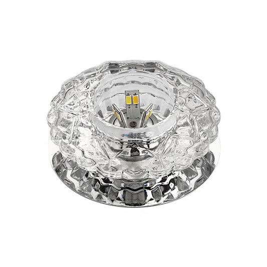 Faceted Crystal Flower Ceiling Lamp Contemporary LED Flushmount Light in Chrome for Porch Clearhalo 'Ceiling Lights' 'Close To Ceiling Lights' 'Close to ceiling' 'Flush mount' Lighting' 2016339