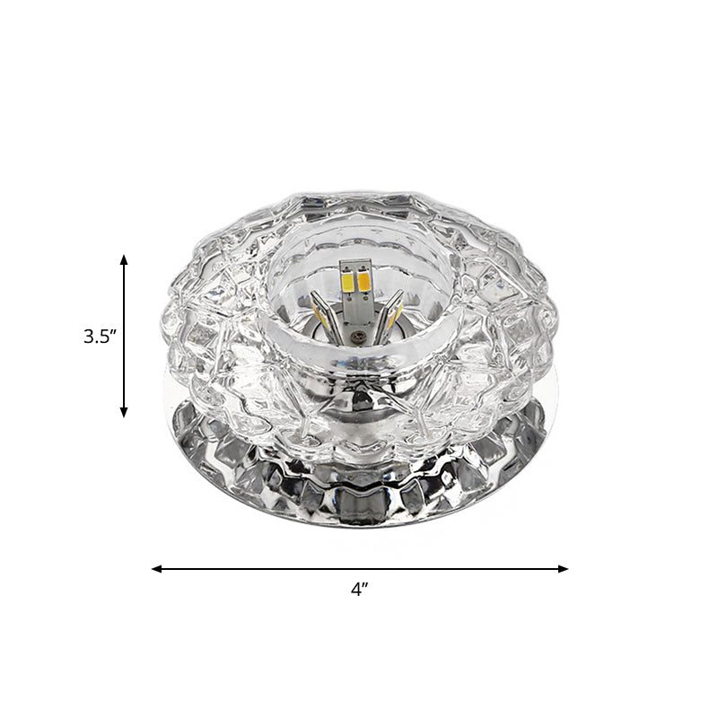 Faceted Crystal Flower Ceiling Lamp Contemporary LED Flushmount Light in Chrome for Porch Clearhalo 'Ceiling Lights' 'Close To Ceiling Lights' 'Close to ceiling' 'Flush mount' Lighting' 2016340