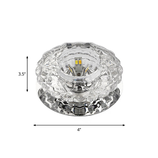 Faceted Crystal Flower Ceiling Lamp Contemporary LED Flushmount Light in Chrome for Porch Clearhalo 'Ceiling Lights' 'Close To Ceiling Lights' 'Close to ceiling' 'Flush mount' Lighting' 2016340