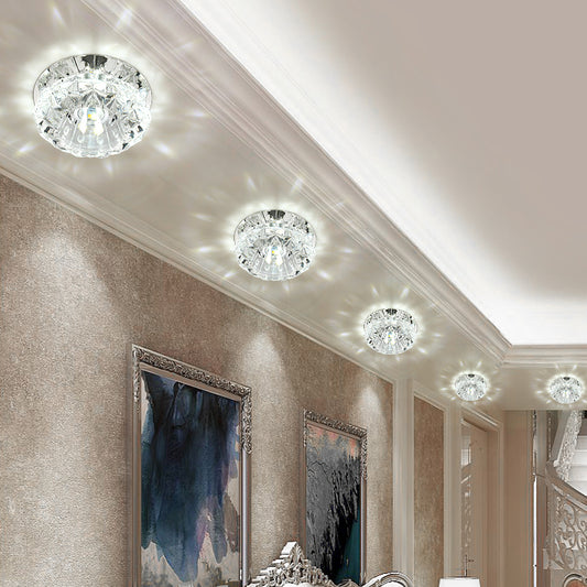 Petal Hallway Ceiling Lighting Beveled Crystal LED Modern Flush Light Fixture in Chrome Clearhalo 'Ceiling Lights' 'Close To Ceiling Lights' 'Close to ceiling' 'Flush mount' Lighting' 2016343