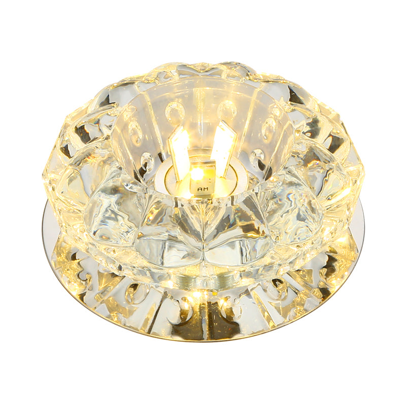 Petal Hallway Ceiling Lighting Beveled Crystal LED Modern Flush Light Fixture in Chrome Clearhalo 'Ceiling Lights' 'Close To Ceiling Lights' 'Close to ceiling' 'Flush mount' Lighting' 2016344