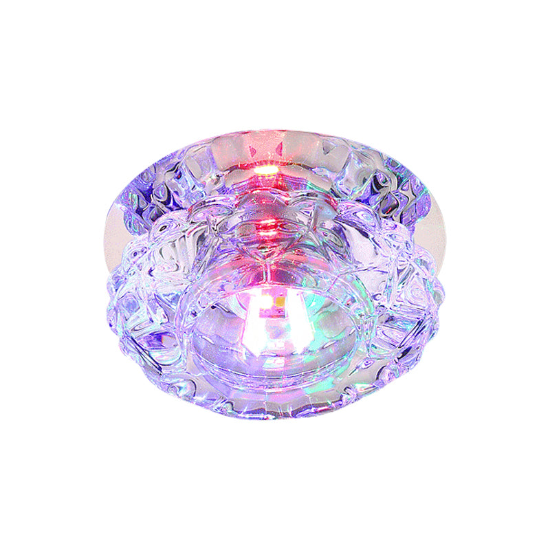 LED Porch Ceiling Flush Mount Simplicity Chrome Flushmount Light with Flower Clear Crystal Shade Clearhalo 'Ceiling Lights' 'Close To Ceiling Lights' 'Close to ceiling' 'Flush mount' Lighting' 2016349