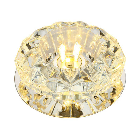 Petal Clear Crystal Ceiling Mounted Lamp Modern LED Chrome Flush Mount Lighting for Hallway Clearhalo 'Ceiling Lights' 'Close To Ceiling Lights' 'Close to ceiling' 'Flush mount' Lighting' 2016354