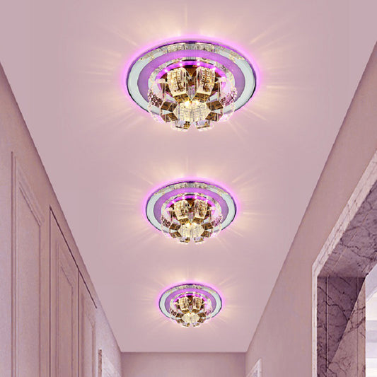 Modern LED Flush Mount Lighting Chrome Floral Ceiling Light with Faceted Crystal Shade Clearhalo 'Ceiling Lights' 'Close To Ceiling Lights' 'Close to ceiling' 'Flush mount' Lighting' 2016367