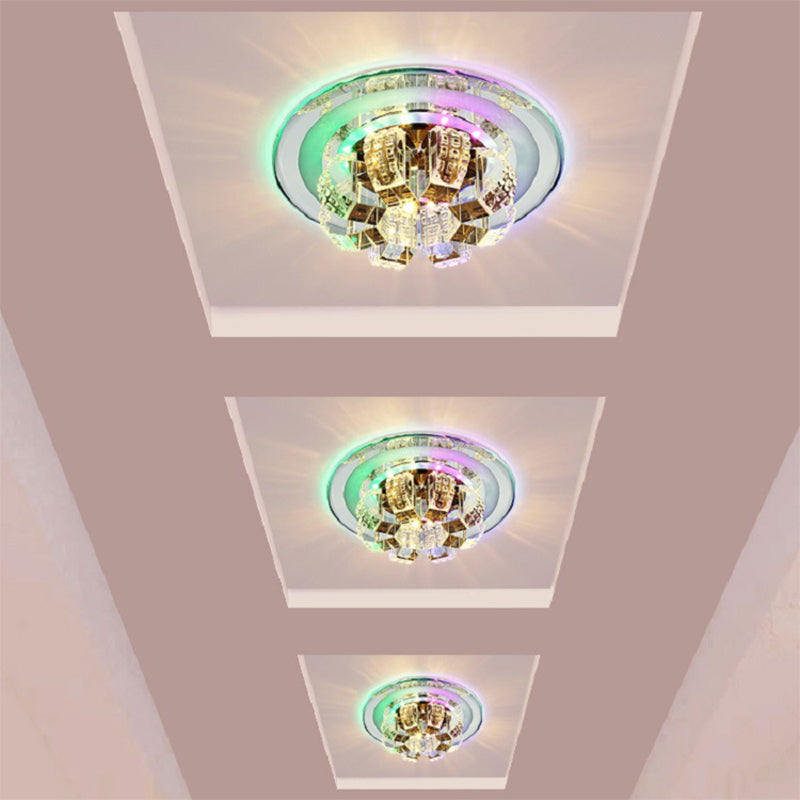 Modern LED Flush Mount Lighting Chrome Floral Ceiling Light with Faceted Crystal Shade Clearhalo 'Ceiling Lights' 'Close To Ceiling Lights' 'Close to ceiling' 'Flush mount' Lighting' 2016368