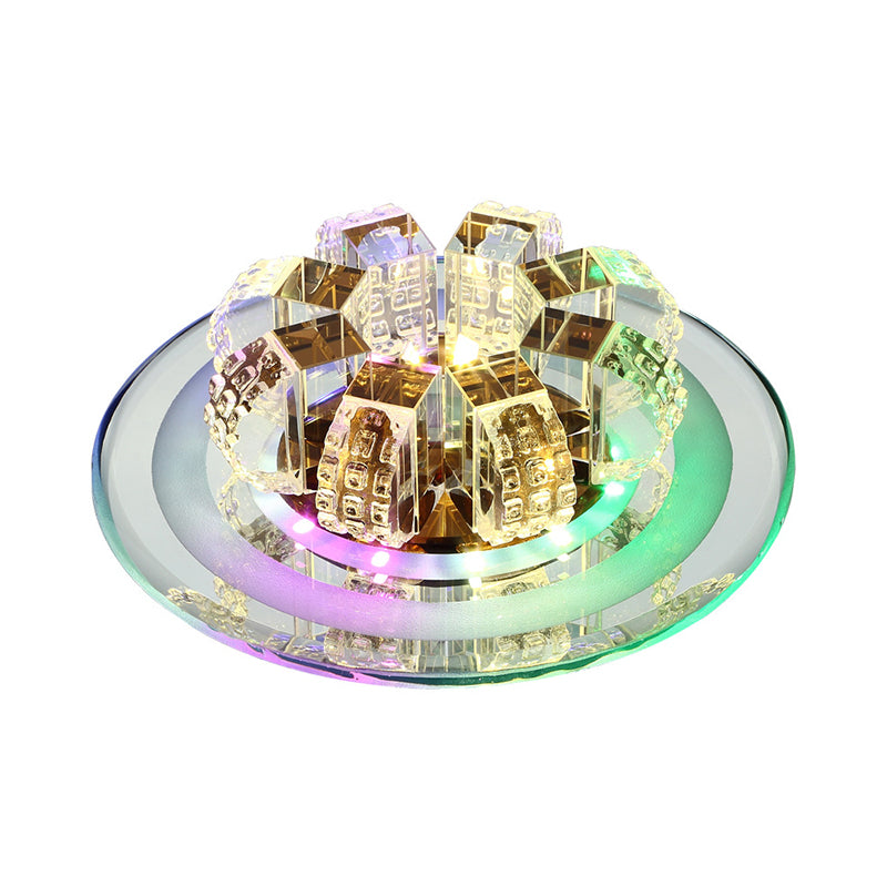 Modern LED Flush Mount Lighting Chrome Floral Ceiling Light with Faceted Crystal Shade Clearhalo 'Ceiling Lights' 'Close To Ceiling Lights' 'Close to ceiling' 'Flush mount' Lighting' 2016369