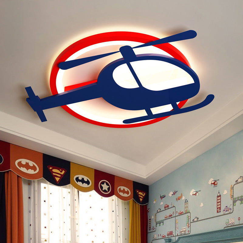 Helicopter Shape LED Ceiling Fixture Kid Acrylic Flush Mount Light for Baby Bedroom Clearhalo 'Ceiling Lights' 'Close To Ceiling Lights' 'Close to ceiling' 'Flush mount' Lighting' 201637