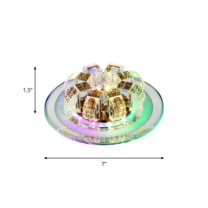 Modern LED Flush Mount Lighting Chrome Floral Ceiling Light with Faceted Crystal Shade Clearhalo 'Ceiling Lights' 'Close To Ceiling Lights' 'Close to ceiling' 'Flush mount' Lighting' 2016370