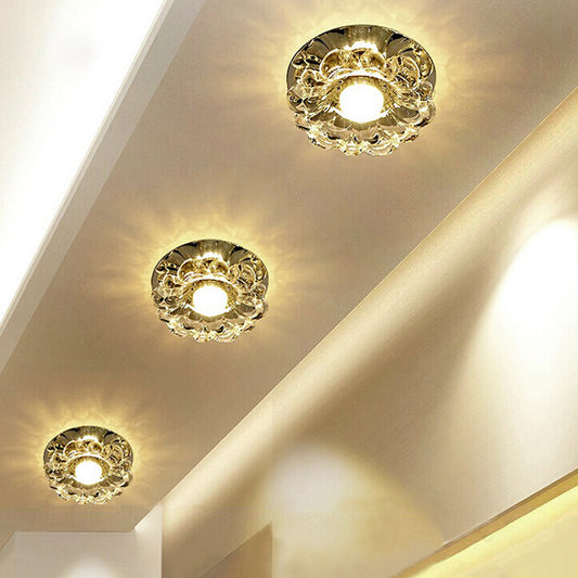 Floweret Flush Mount Lamp Modernity Amber Crystal LED Ceiling Light Fixture for Porch Amber Clearhalo 'Ceiling Lights' 'Close To Ceiling Lights' 'Close to ceiling' 'Flush mount' Lighting' 2016376