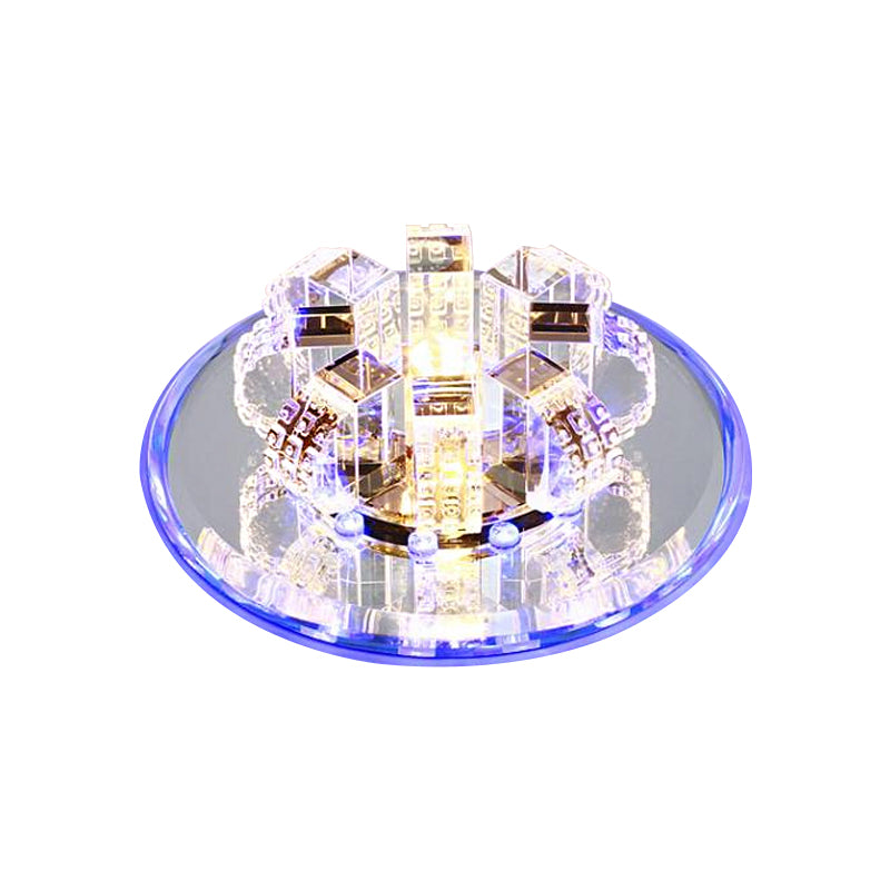 Minimal Round Ceiling Lamp Faceted Crystal LED Corridor Flush Light Fixture in Chrome Clearhalo 'Ceiling Lights' 'Close To Ceiling Lights' 'Close to ceiling' 'Flush mount' Lighting' 2016384